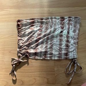 SHEIN Drawstring Ruched Tie Dye Tube Top